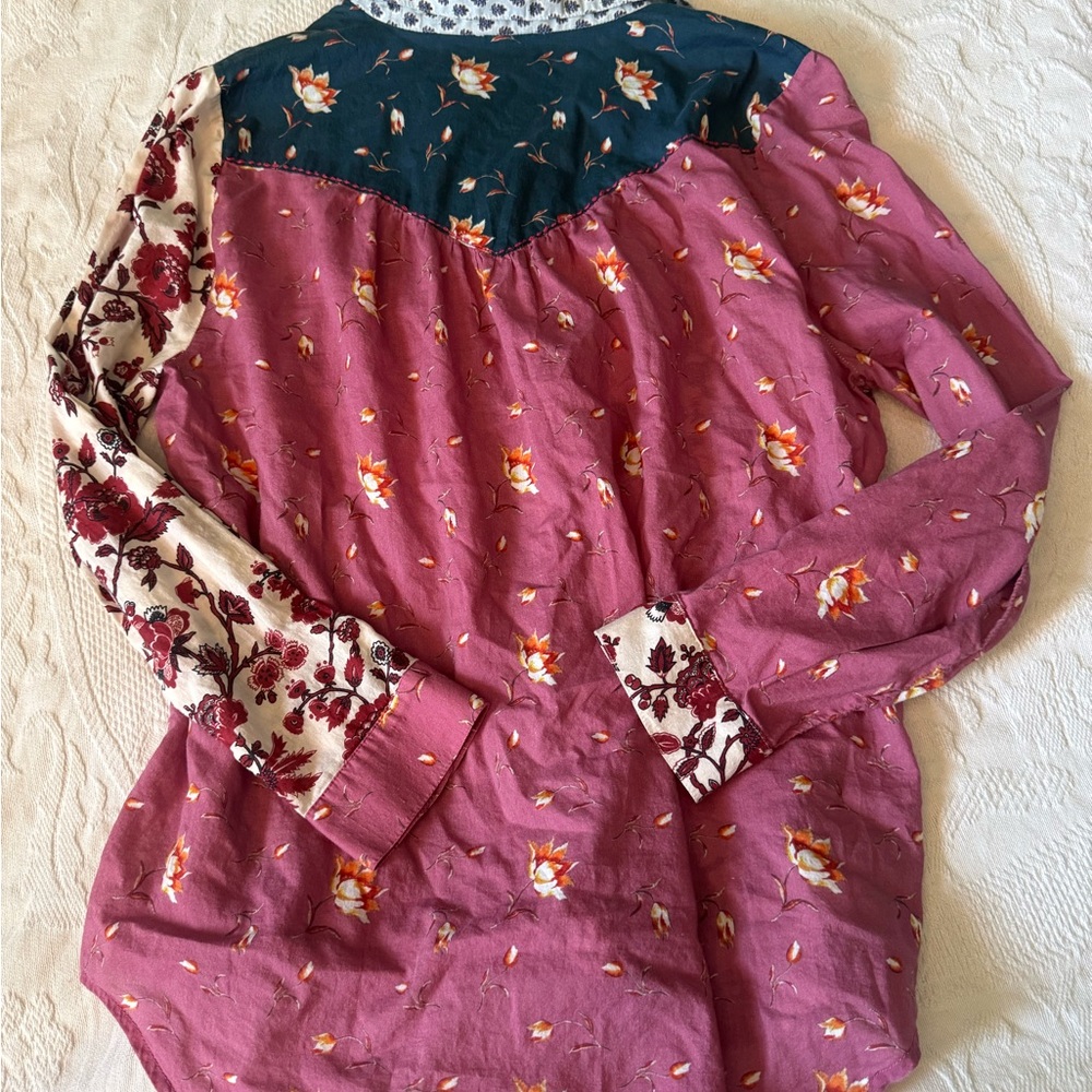 Sundance Patchwork Western Blouse Pearlized Butto… - image 8